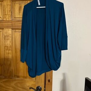 Elegant Teal Draped Cardigan